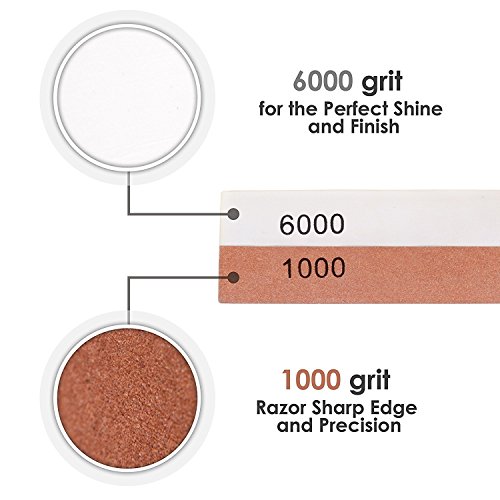 HornTide 1000/6000 Grit Combination Whetstone, 7-Inch Corundum Waterstone, Dual-Sided Knife Sharpening Stone Sharpener - Thumbnail 4
