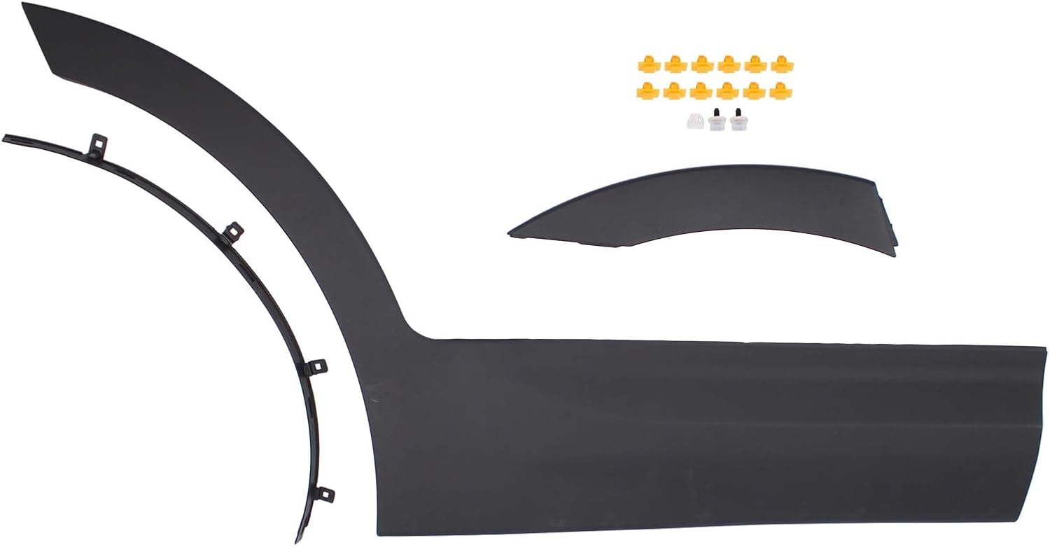 Rear Passenger Side Door Lower Molding and Wheel Fender Flare with Clips for Hyundai Santa Fe 2013-2018, Santa Fe XL 2013-2019