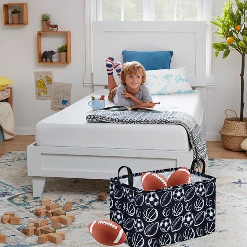 Image of MAIZMZ Kids Hamper Storage Bins Organizer Toy Box Laundry Basket Large Canvas Collapsible Chest for Home /Dorm /Kitchen /Pet /Office /Closet /Shelf /Gift Baskets