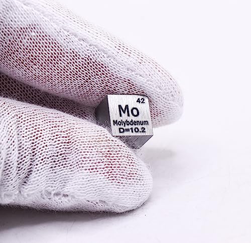 Image of 0.39 inch 10mm Molybdenum Metal Cube Mo up to 99.9% Pure Periodic Table Element Engraved Density Collection Science Education Display Block Cube + Acrylic Case Box - 1PC