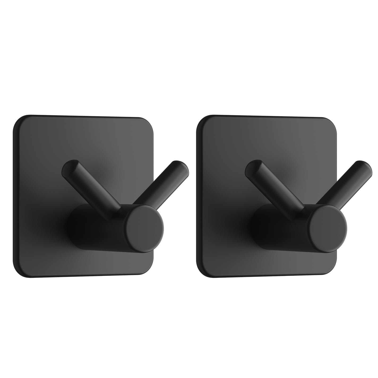 Dripex Black Self Adhesive Hooks - Set Of 2, Stainless Steel - Strong Sticky Hooks For Hanging Towels, Bathroom Towel Hooks, Tea Towel Hooks, Stick On Hooks
