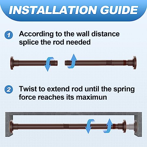 Image of CorkLatta Bronze Shower Curtain Rod 31 to 92 Inch,1 Inch Diameter Adjustable Spring Tension Stainless Steel Telescoping Rod,Easy Install,No Rust