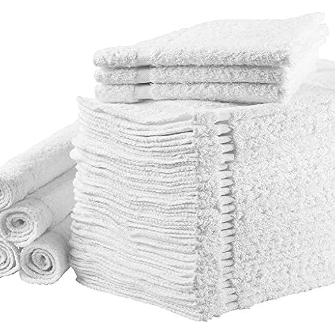 Omni Linens Washcloths Towel Set (White, Set of 24), Kitchen & Dish Cotton Cloth, Bath and Face Cleansing, Baby Washcloth, Multi-Purpose Soft Cleaning Rags - Hand, Gym, Spa, Sports 12”X12” Towels Cover