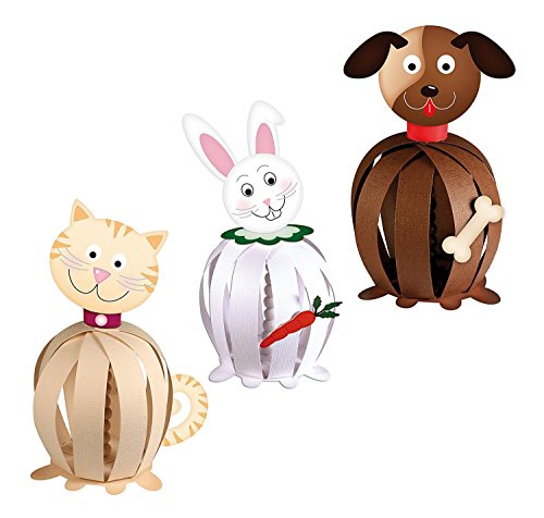 Ursus 23250099 - Funny Paper Balls Haustiere, Material für 6 Funny Paper Balls, Durchmesser ca. 7 8 cm, 30 Papierstreifen mit Zubehör, vorgelocht, inklusive Bastelanleitung, für Kinder