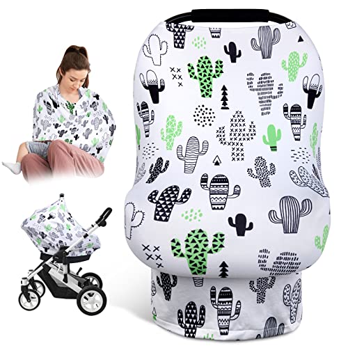 Image of Car Seat Covers for Babies, Rquite Infant Car Seat Canopy Nursing Covers Breastfeeding Scarf, Soft Stretchy Breathable Multiuse Covers Up Baby Essentials for Stroller High Chair Shopping Cart