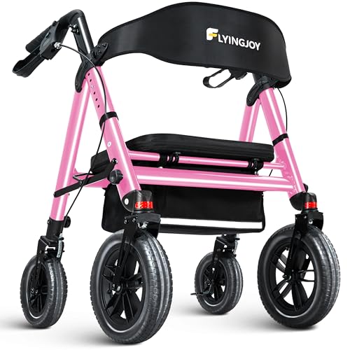 Heavy-Duty Walkers for Seniors with seat 450Lb Bariatric Rollator Walker