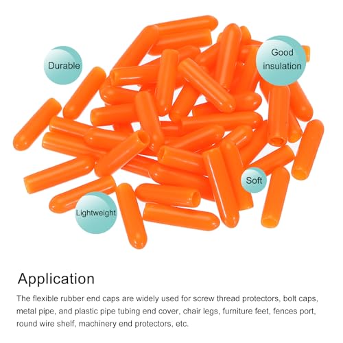 Image of MECCANIXITY 50pcs 3mm(1 /8 inch) Rubber End Caps Cover PVC Vinyl Screw Thread Protector Round Wire Shelf Caps for Screw Bolt Pipe Fence Post, Orange