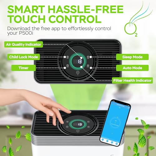 Image of PUROXYGEN Smart Air Purifiers For Home - Large Room Up to 2700 Sq Ft, H13 HEPA Filter, 4-Stage Filtration, WiFi App, Quiet Operation - For Smoke, Pollen, Pet Hair, Dust, Bad Smells - Office, Bedroom