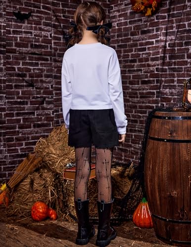 Image of Arshiner Girls Crop Tops Kids Long Sleeve Pullover Sweatshirts Girls Cropped Crewneck Sweatshirt for Teen Girl