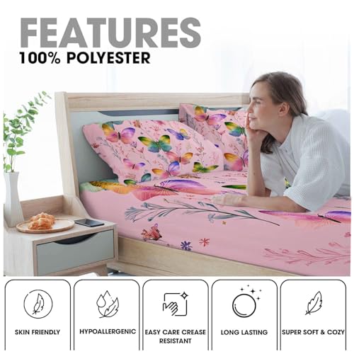 Drap housse microfibre antidérapant et infroissable rose 200x200 cm