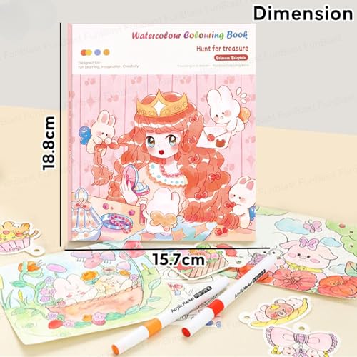Image of MASTANO Watercolor Painting and Doodle Set for Kids - DIY Graffiti Coloring Note-Book Magic Books with Pigments and Paper, Suitable for Kindergarten and Kids Art Projects with Color (Princess)