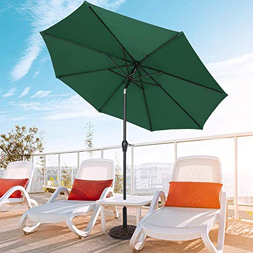 Qdy -Outdoor Patio Umbrella, 8.8Ft Heavy Duty Market Table Umbrella With Push Button Tilt & Crank For Patio, Lawn, Garden, Beach, Sand, Yard,Green #TOP6