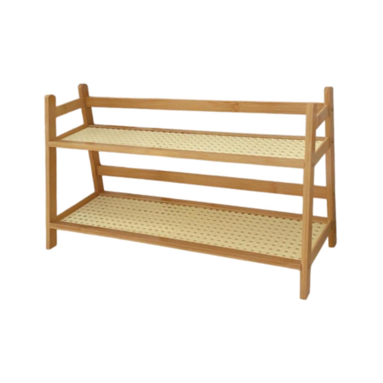 Zambuph Double Layer Rack Sundries Storage Shelf Stand Stylish Bamboo Organizer Enhances Functionality In Dorms And Offices Office Kitchen Wood Rack Tabletop