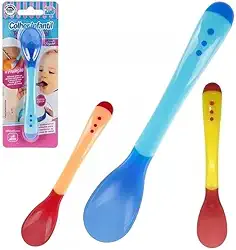 Colheres que Mudam de Cor com Comida Quente | Kit 3 Unidades Termossensíveis para Bebês