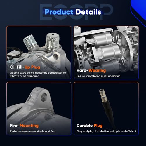 Image of ECCPP AC Compressor with Clutch for Sanden 508 Style AC Compressor | 2 Groove V-Belt Universal