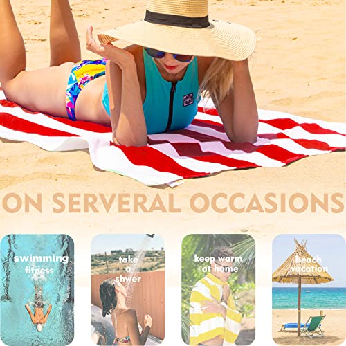 Exclusivo Mezcla BT-3570-SET2 4 Pack 100% Cotton Oversized Beach Towels (35X70 Inches), Soft Cabana Stripe Thick Beach Towel thumb #3