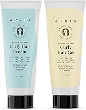 Arata Curl Styling Combo (Mini) - Curl Cream (50ml) + Gel (50ml) For Dry, Frizzy, Wavy, Curly Hair | Reduces Frizz | Moisturises, Hydrates & Defines Curls | Natural Hold | No Sulphate,Paraben,Silicone