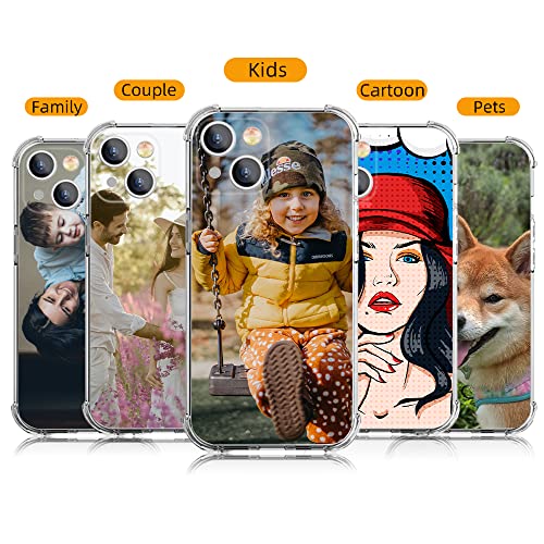 SNOAONS Personalized Photo Case for iPhone 14 Plus 6.7 Inch Custom Soft TPU Clear Shock Absorbing Case- Design Your Own iPhone Case with Image Text and Logo