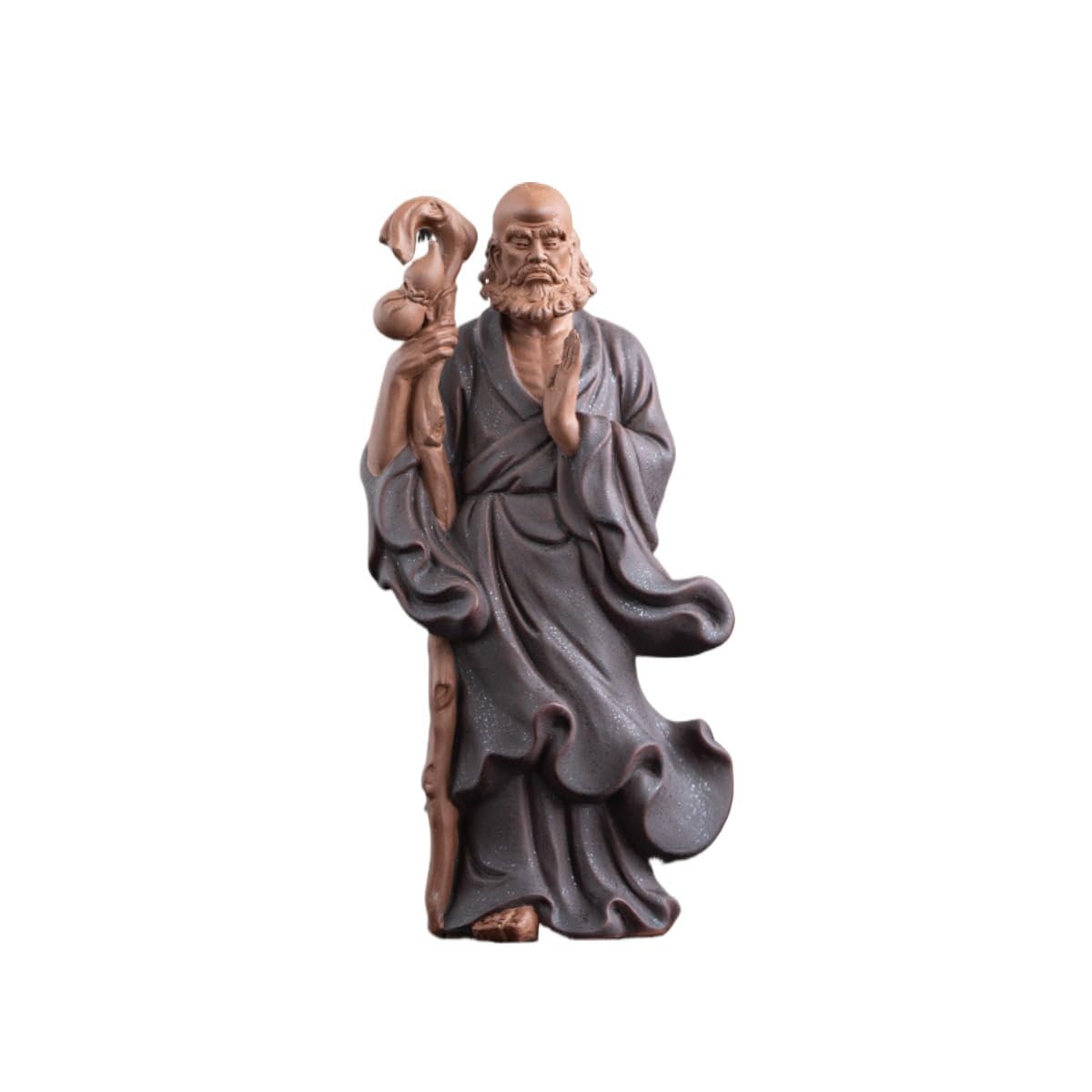 AOTTSD Zen Master Bodhidharma Statue, Purple Clay Buddha Figurine