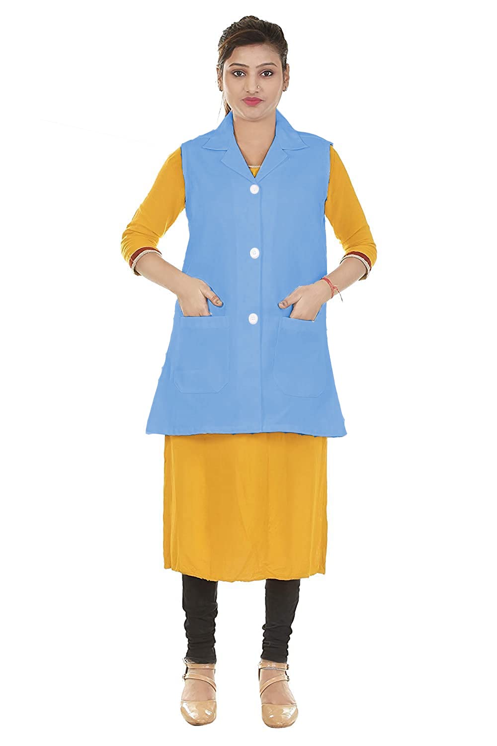 UNLEASHED Sleeveless LAB Coat for Doctors, Nurse, Technician, Operator ETC (L(40), Ocean Blue) (B0BBM7GR3S) Amazon Price History, Amazon Price Tracker