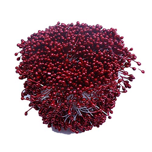 LKXHarleya 500 Piezas 3 Mm DIY Perla Flor Estambre Pistilo Rojo Oscuro Flor Artificial Estambre PistóN para Bricolaje Arte DecoracióN del Hogar, Rojo Oscuro Cover