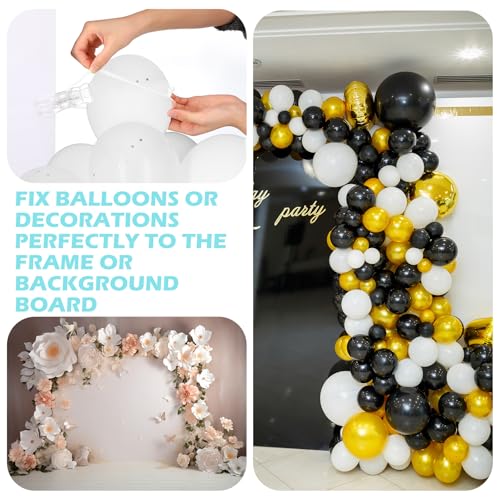 Image of Amyhill 10 Pack 3.5 Inch Balloon Arch Clips 100 Pcs 260 Long Balloons Kit | 3.5 Inch Large Heavy Duty Clip, Plastic Transparent, White 260 Long Balloons, For Arch Backdrop Garland, Long Twisting Decor