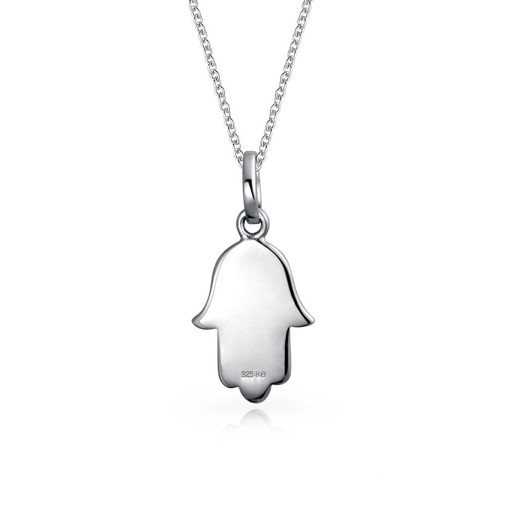 Personalizza Yogie Cubic Zirconia Blue CZ Amulet Talisman Hamsa Hand Of God Pendant Necklace Dangle Earring For Women Teen Jewelry Set Black Oxidized .925 Sterling Silver Personalizzabile
