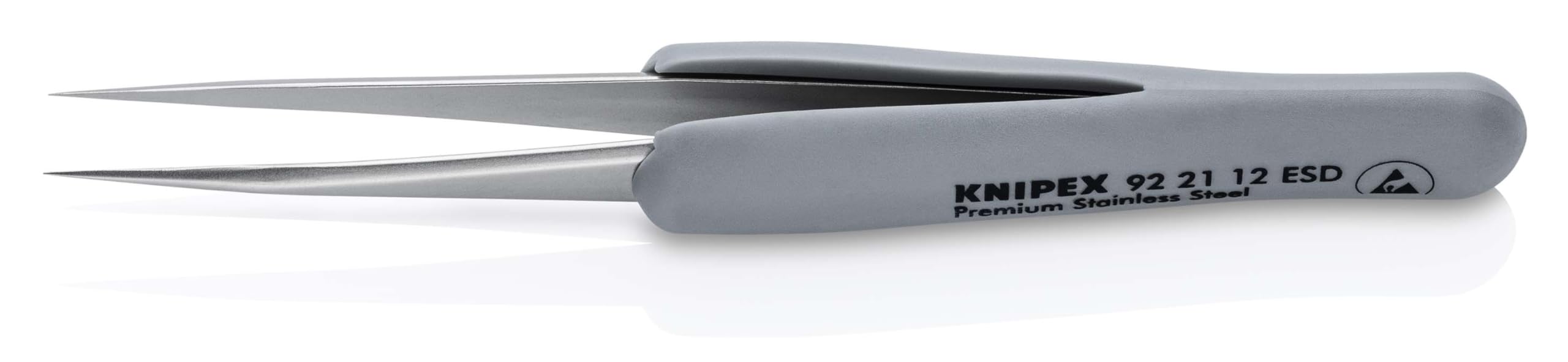KNIPEX Präzisionspinzette mit gummiertem Griff ESD rostfrei, 92 21 12 ESD