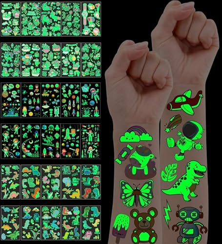 fluorescent tattoo stickers,luminous temporary tattoos,320 Styles (30 Sheets) Glow in The Dark Hand...