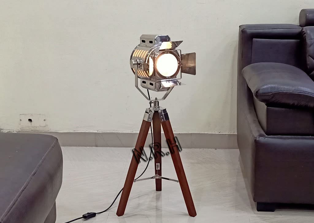 Lampada da tavolo moderna treppiede altezza regolabile in legno proiettore cinema - riflettore luce di lettura in piedi per soggiorno camera da letto decorazione ufficio