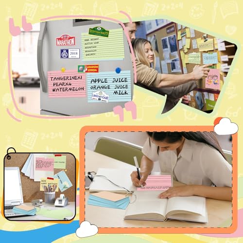 image for COLOGN Colored Index Cards 3x5 Inch，Flashcards with Ring 4 Color，H