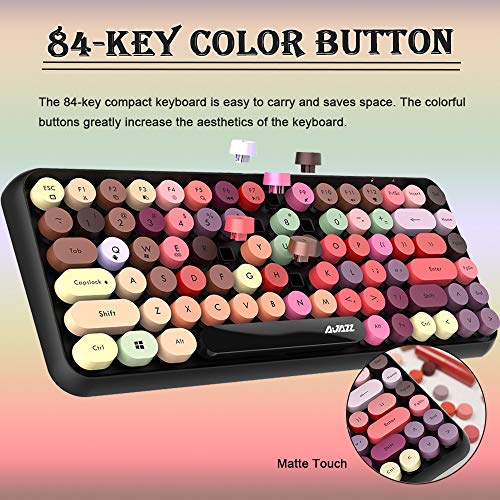 Tastiera Bluetooth wireless, simpatica tastiera compatta Mini a 84 tasti, tecnologia di connessione Bluetooth wireless a 2,4 GHz, retro keycap rotondo ABS, pannello opaco, design ergonomico (colore)