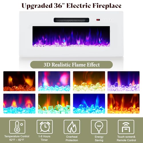 Image of AMERLIFE 70 inch Fireplace TV Stand with 36 inch Electric Fireplace