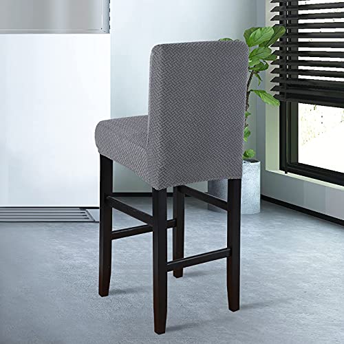 Searchi Stretch Bar Stool Covers Set Of 4, Stretch Removable Washable Twill Knit Bar Stool Chair Covers, Counter Height Chairs Covers For Kitchen Dining Room Cafe Furniture (Gray Twill Jacquard) #TOP7