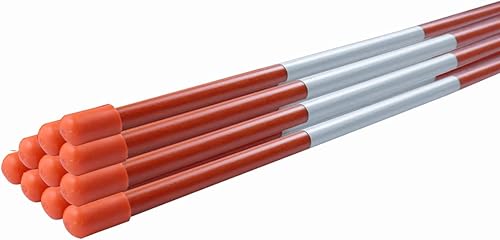 10 marcadores reflectantes para calzada, estacas de nieve de 48 pulgadas con cinta reflectante altamente visible, estaca de poste de nieve de 516