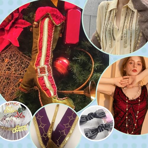 Ruban à paillettes argentées 48m idéal pour customiser vos vêtements - 7