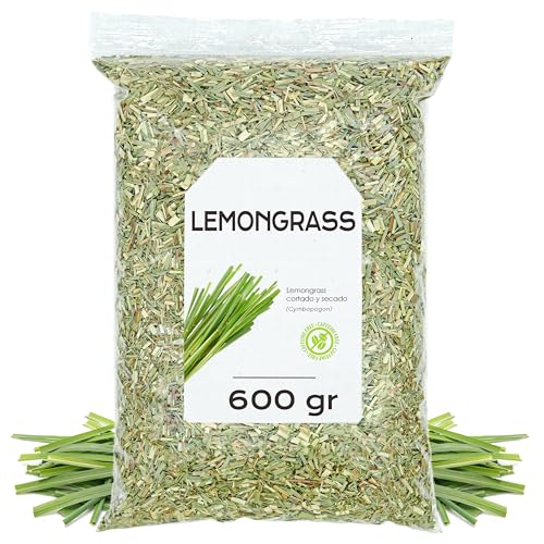 Hierba de Limon 600g - Lemongrass - Citronella - Hierba de Limon Cortada y Secada - Lemongrass a Granel (600 gr)