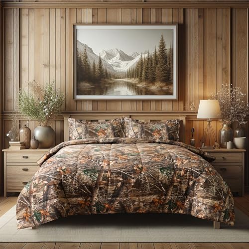 VISI-ONE Realtree Edge Camo King 3 Piece Comforter Set – Country Rustic Western Look with Farmhouse Appeal, All Season Fit for Lodge, Cabin, Nature-Lovers, Outdoor Enthusiasts & Modern Living Space