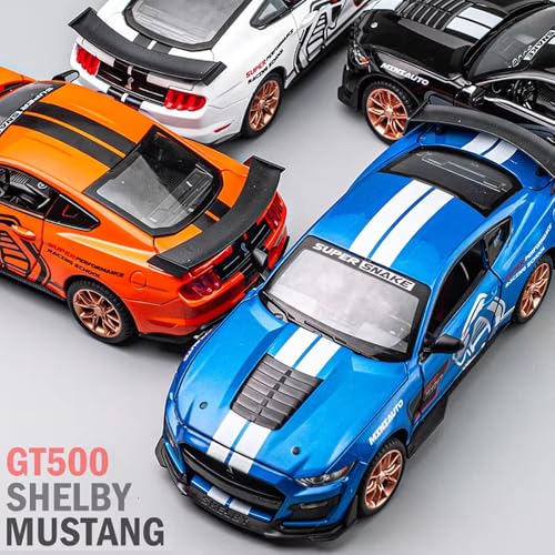 Image of Alokik Enterprise 1:32 Mustang Shelby Gt500 Diecast Metal Pull Back Car with 4 Openable Doors with Sound and Light Toy Decoration car Best Gift Toys for Kids 【Colors as Per Stock】