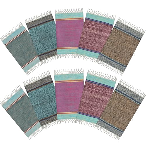 Image of Anti Slip Door Mat, Pure Cotton, 40X60 cm, Water Absorbing, Machine Washable Floor Mats, Best use in Bathroom, Kitchen, Bedroom etc. Multicolor. Pack of 10