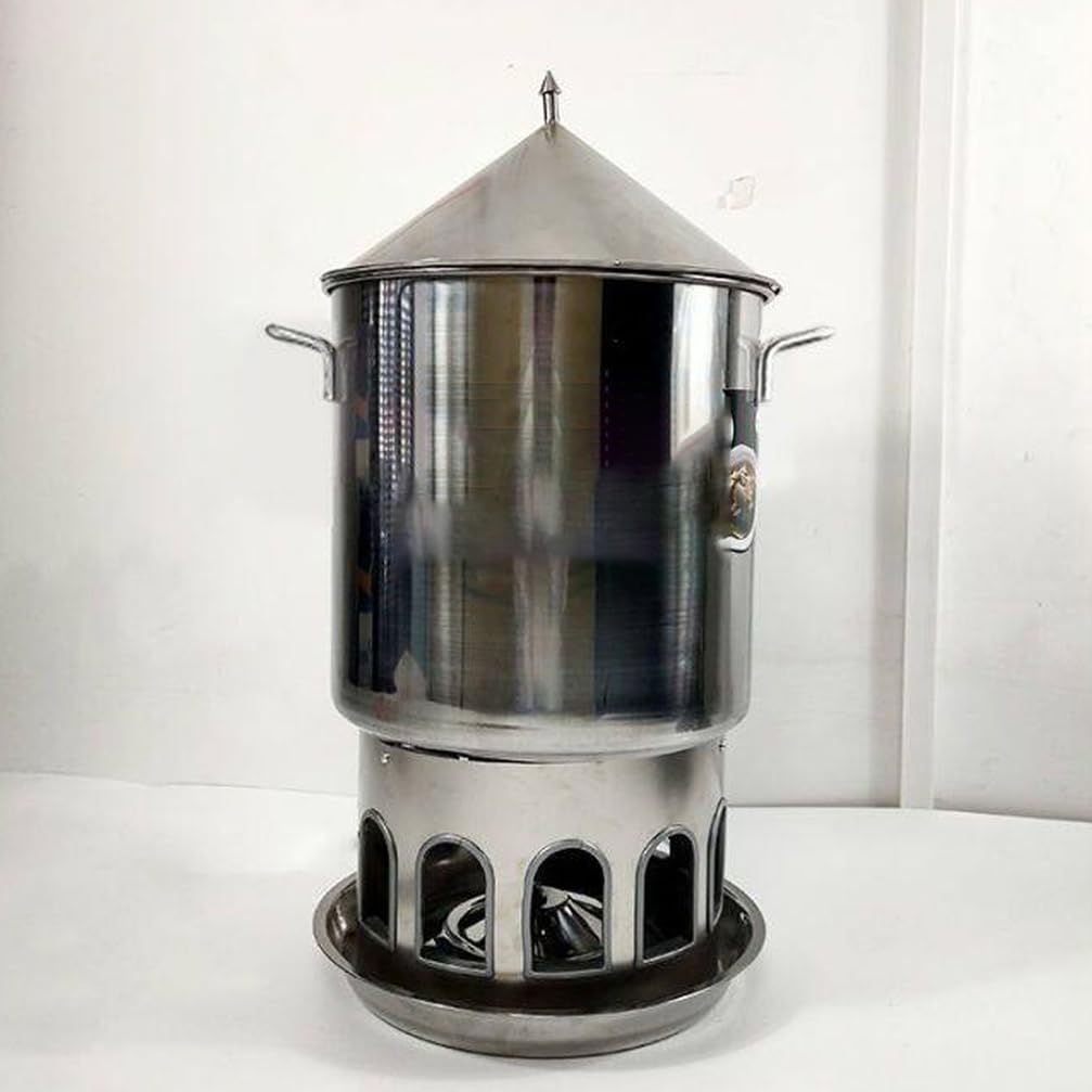 WYRNOBRX Chicken Feeder Stainless Steel Feed Dispensers And Feeders for Chickens, Ducks, And Geese Duck Feeders for outside Boxes Poultry Feeding Equipment,Silver/B