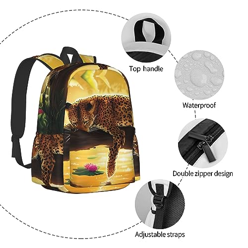 Sac à dos imprimé léopard imperméable et léger à grande capacité