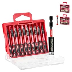 Geinxurn 20Pieces 2inches T8 Impact Tough Magnetic Screwdriver Bit Set, #8 Torx Head Power Bits, S2 Alloy Steel Star Bits with 1pc Bit Holder and Storage M-Box