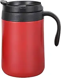 Caneca Térmica de 500ml para Café com Tampa Antivazamento e Alça Ergonômica | Isolamento Térmico para Bebidas Quentes e Frias (Vermelho)
