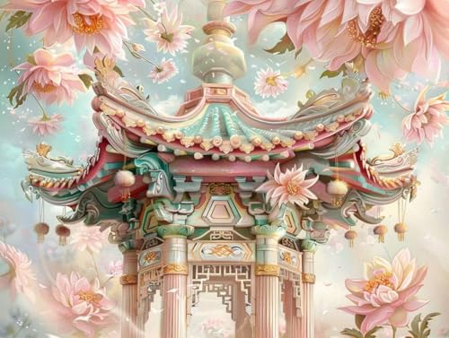 Kit Diamond Painting Le Pavillon floral un cadeau créatif idéal de 50 x 70 cm