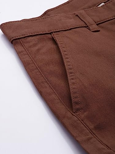 Image of The Indian Garage Co Men Slim Fit Solid Mid-Rise Stretchable Cuffed Cargos