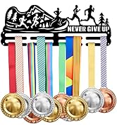 Running Medal Hanger Display Medals Holder Rack Black Metal Medal Shelf Hanger Organizer Jumping Line Medal Frame Wall Mounted Ribbon Display 40 Spor