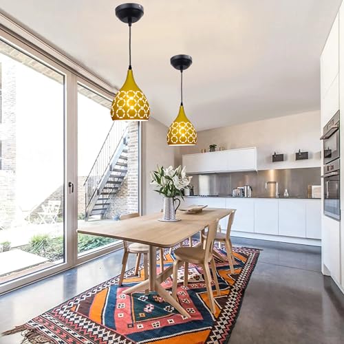 Image of GreyWings Yellow Aluminium Hanging Pendant Light for Ceiling Decorative Hanging Light,(Bulb not Included) Pack of 1