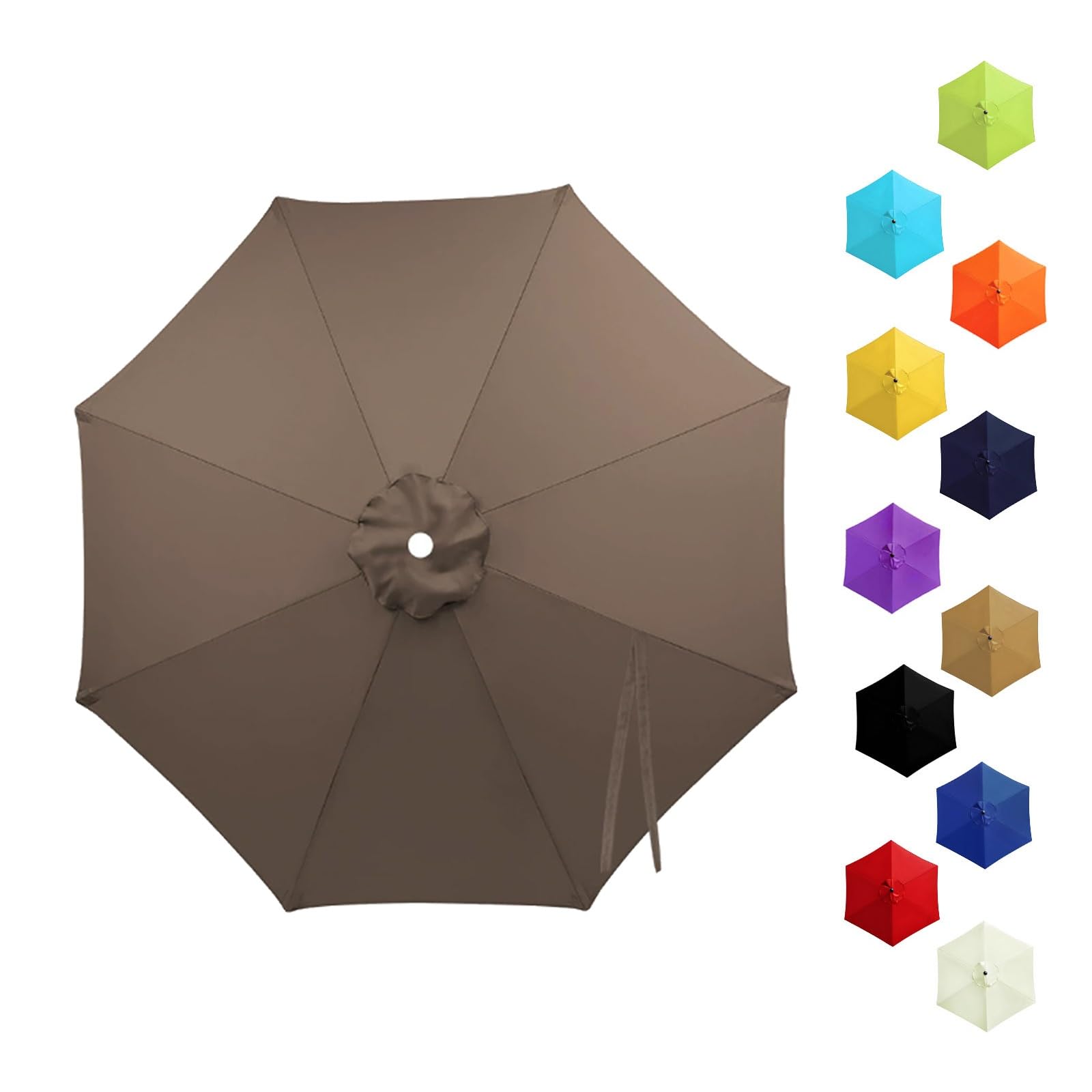 Garden Replacement Parasol Canopy 6/8 Ribs, 2.0m 2.15m 2.30m 2.5m 2.7m 3.0m 3.5m Anti-UV Patio Umbrella Replacement Canvas, Waterproof Parasol Fabric Cover for Market(Deep taupe,3.5m/8 Arms)