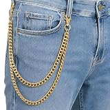 SABOZE Pants Chain Wallet Chain, Double Layer, Gold
